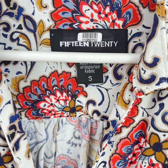 Fifteen Twenty Floral Button Down Blouse Top Women’s S Red Orange Paisley Boho - Picture 9 of 12